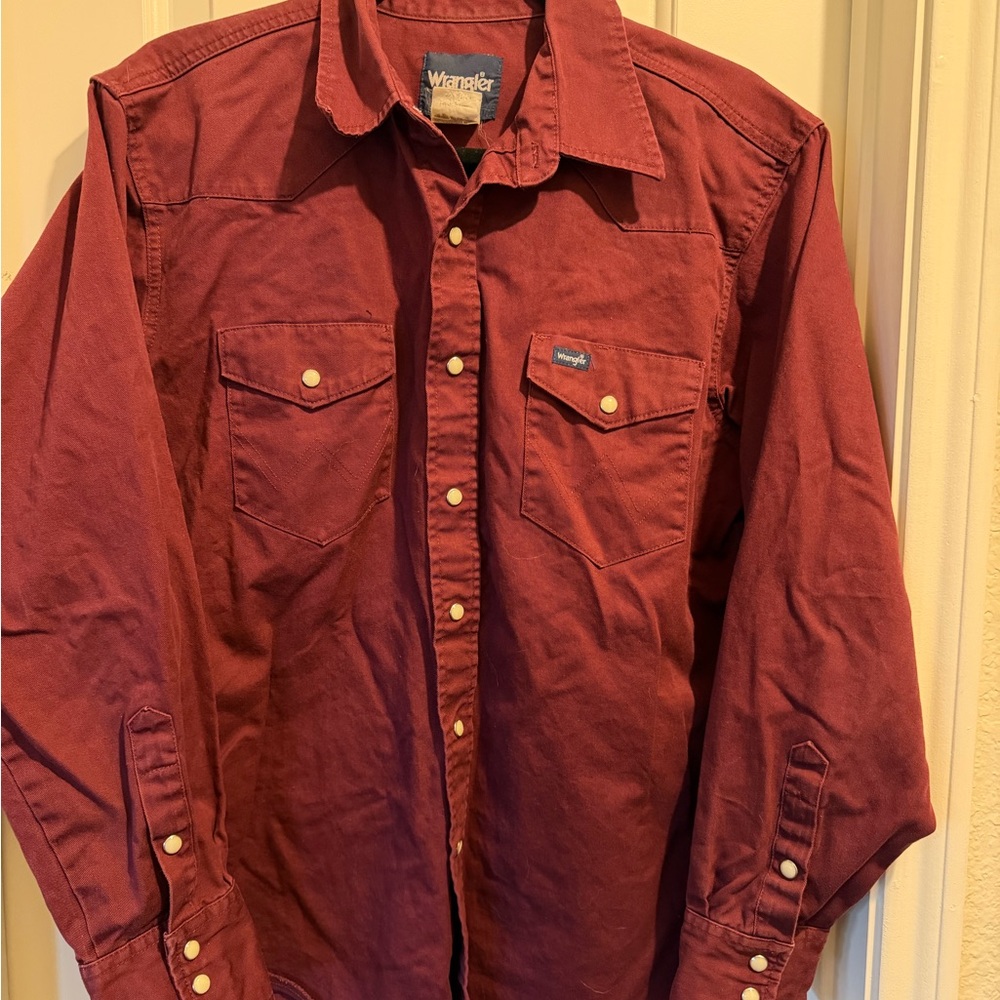 Wrangler 90’s Brushpopper Burgundy Pearl Snap Casual Shirt
